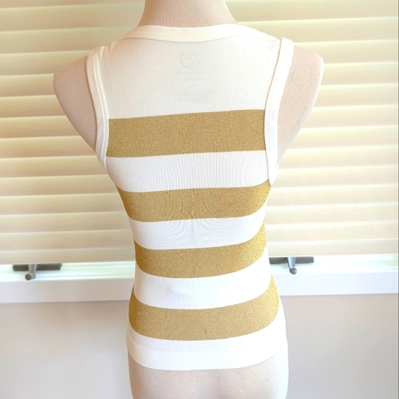 Roselyn Sanchez seamless tank top Size XS Cream And Gold Stripes - Picture 3 of 4